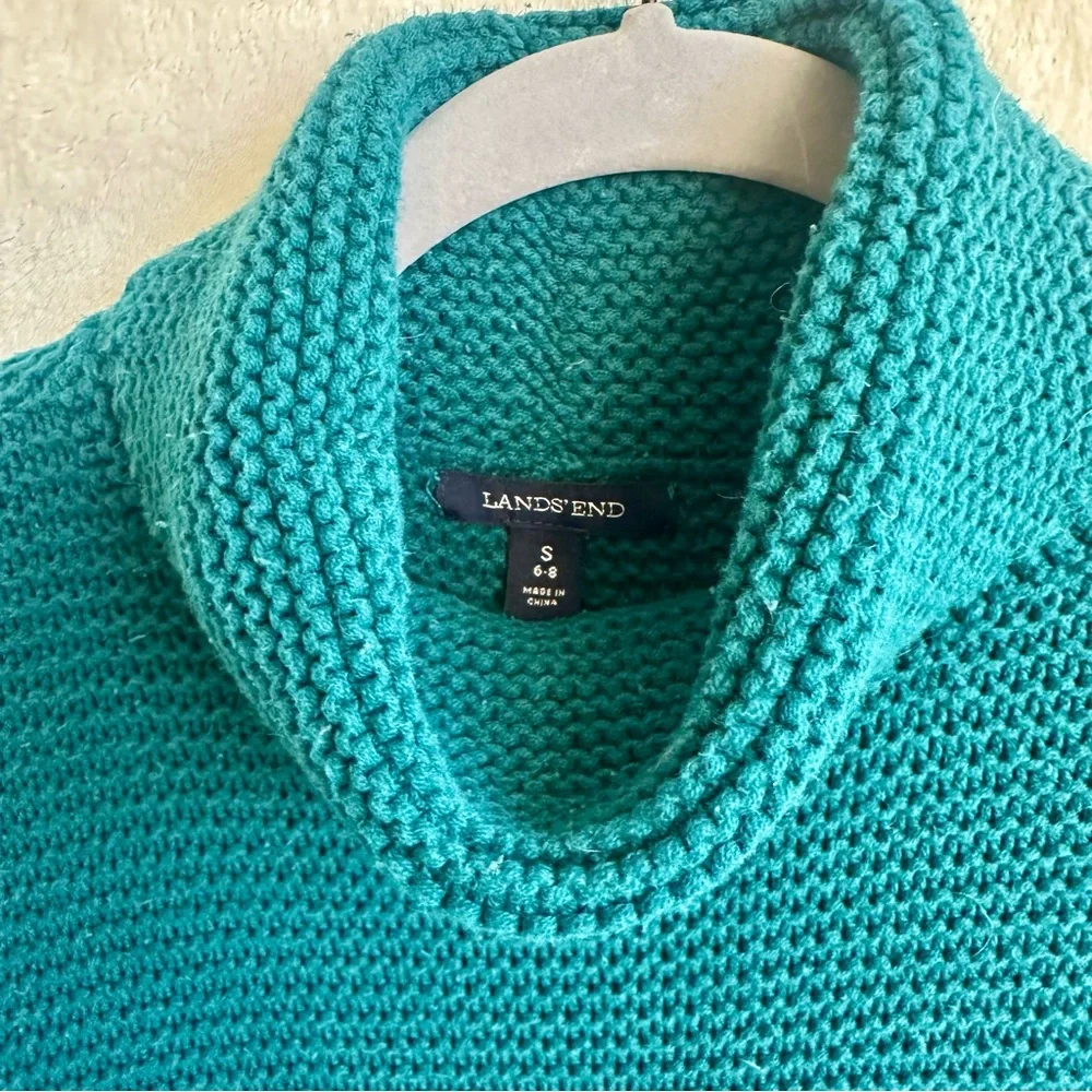 Lands End Women's Teal Tunic Turtleneck Sweater‎ Size Small